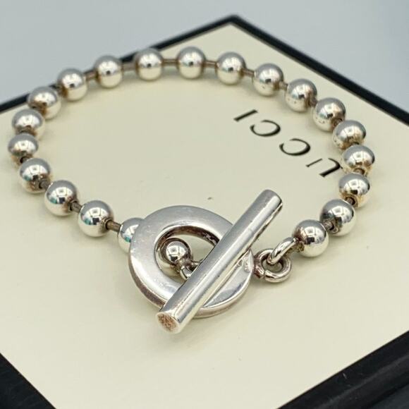 Gucci Sterling Sliver Ball Chain Bracelet 7" - Picture 1 of 5